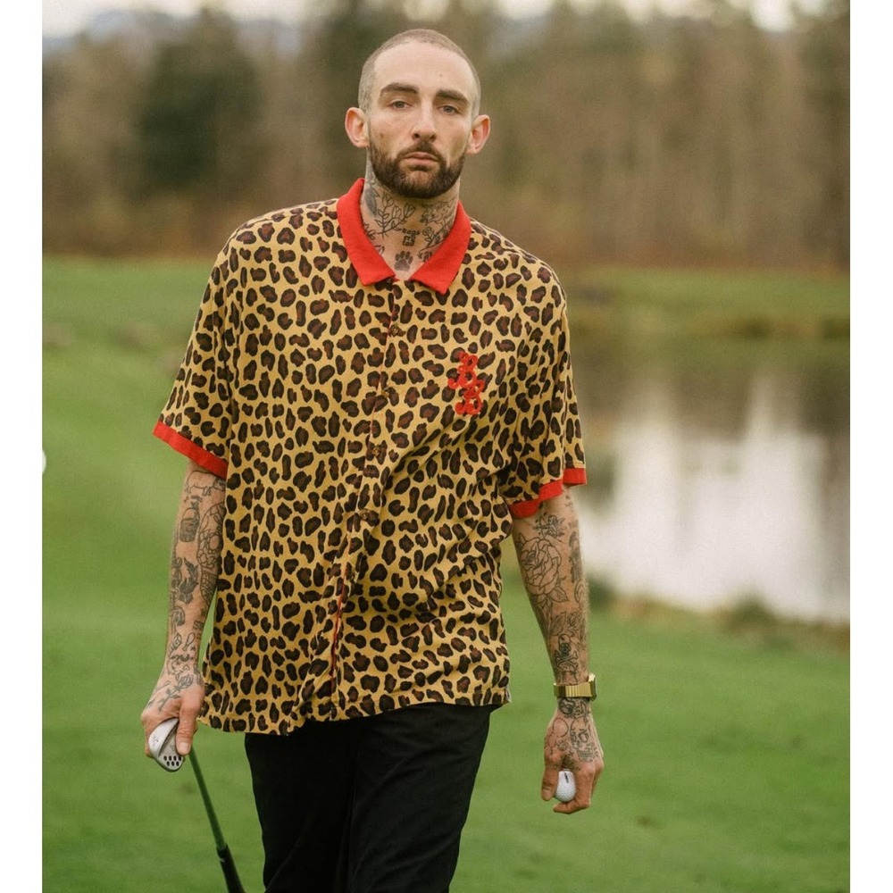 HTF Bogey Boys Leopard Spot Camp Shirt Collar Rayon XL Resort Urban Streetwear